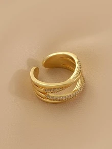 Rhinestone Decor Cuff Ring
