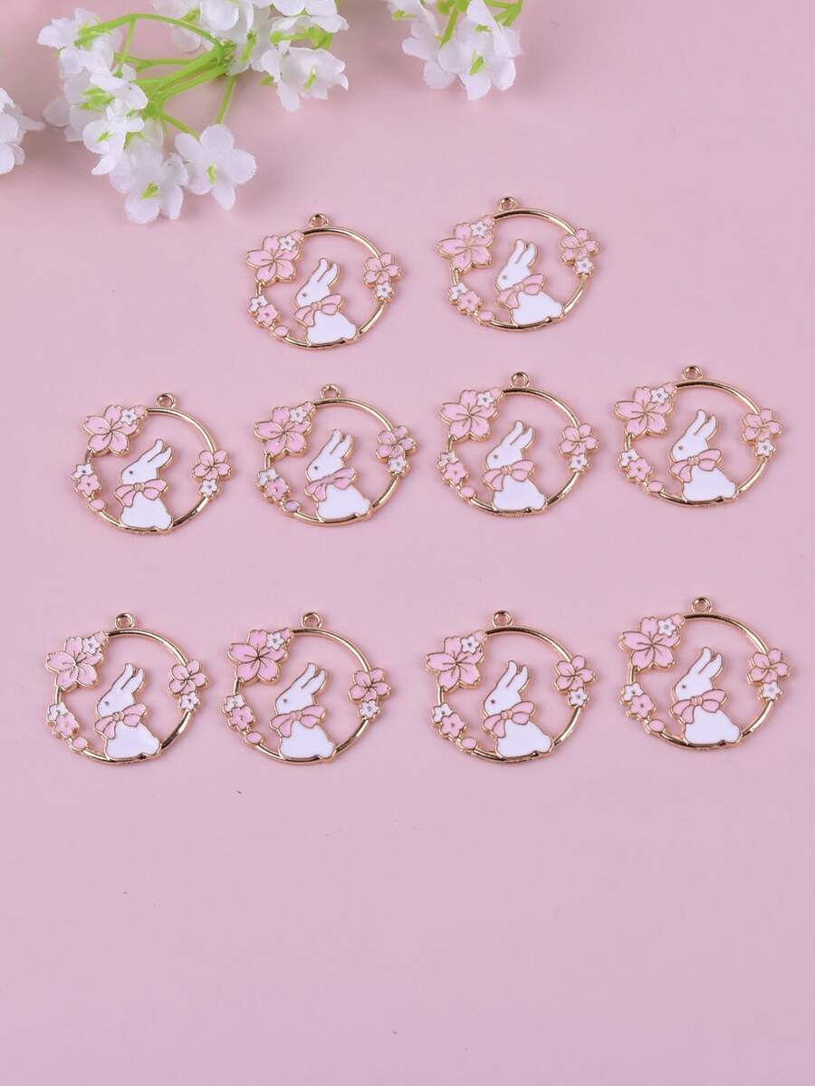 10pcs Rabbit DIY Pendant