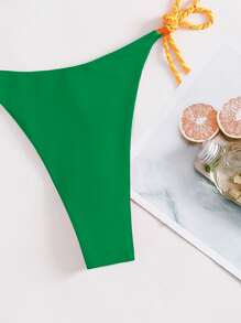 Triangle Tie Side Summer Beach Bikini Set - Green - View 5