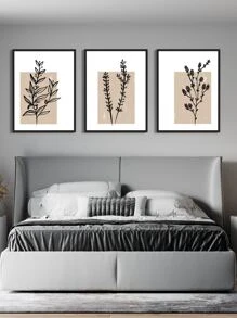 3pcs Plant Print Unframed Painting - Multicolor - View 2