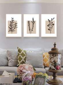 3pcs Plant Print Unframed Painting - Multicolor - View 4