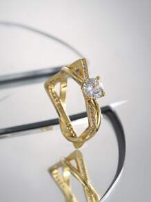 Charm-In Anillo zirconia cúbica - Amarillo Oro - Ver 1