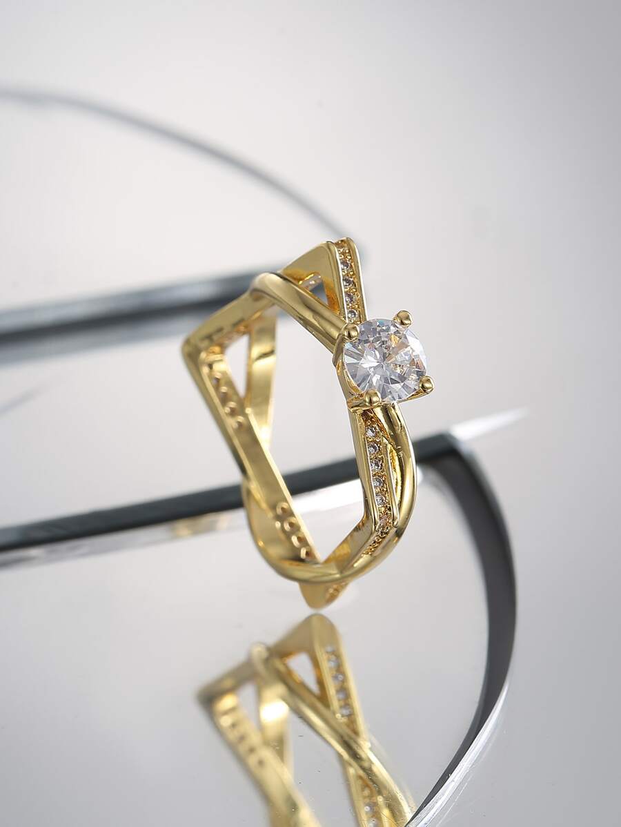 Charm-In Anillo zirconia cúbica - Amarillo Oro - Ver 1