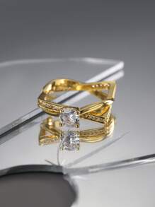 Charm-In Anillo zirconia cúbica - Amarillo Oro - Ver 2