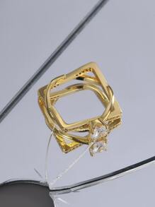 Charm-In Anillo zirconia cúbica - Amarillo Oro - Ver 3