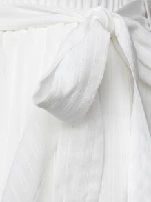 SHEIN VCAY Falda ribete con fruncido con cinturón bajo cruzado - Blanco - Ver 7