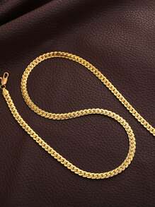 1入組男士極簡鏈條樣式項鍊5mm時尚項鍊,不銹鋼首飾類 - 金黃色 - 查看 2