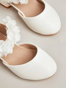 Girls' Princess High Heels Spring & Autumn Student Performance Leather Shoes Big Kid Flat Shoes, White - White - View 2