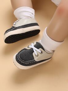 Bebé Zapatillas deportivas mezclilla de color combinado con diseño de cordón - Negro - Ver 3