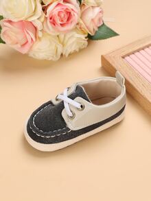 Bebé Zapatillas deportivas mezclilla de color combinado con diseño de cordón - Negro - Ver 4