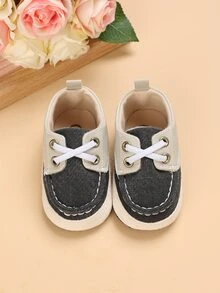 Bebé Zapatillas deportivas mezclilla de color combinado con diseño de cordón - Negro - Ver 5