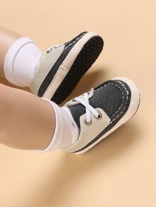 Bebé Zapatillas deportivas mezclilla de color combinado con diseño de cordón - Negro - Ver 6