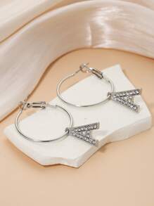 Rhinestone Letter Drop Earrings - Silver - View 2