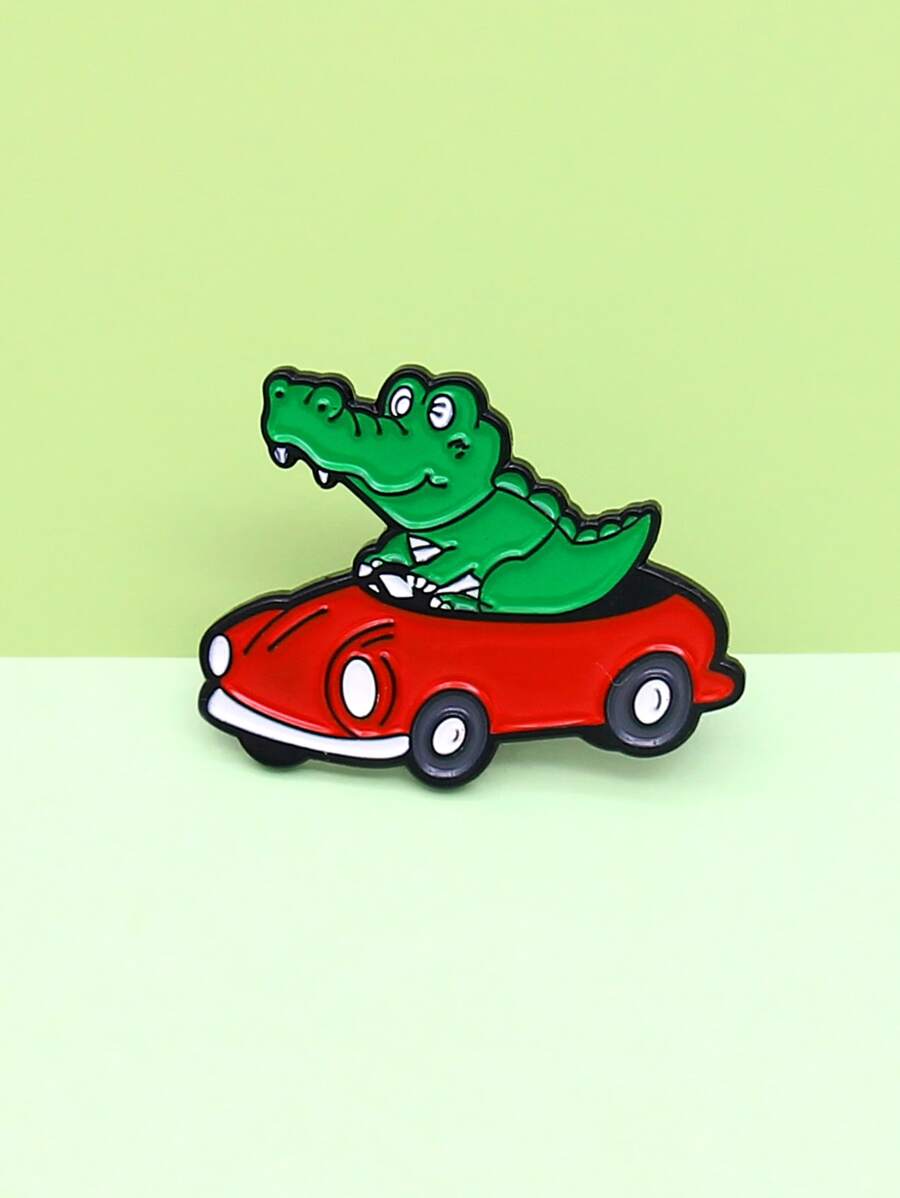 Cartoon Crocodile Design Brooch - Multicolor - View 1