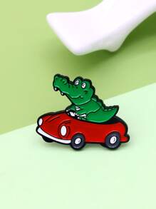 Cartoon Crocodile Design Brooch - Multicolor - View 2