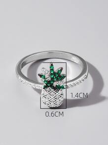 Cubic Zirconia Pineapple Decor Silver Wedding Band - Multicolor - View 5