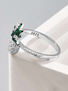 Cubic Zirconia Pineapple Decor Silver Wedding Band - Multicolor - View 6