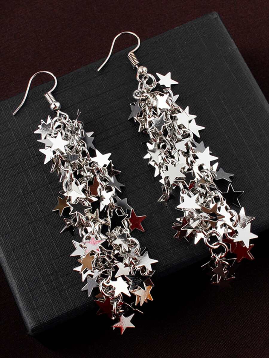 星星耳墜 - 銀色 - 查看 1