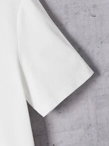 Manfinity BRENVOR 適合男士的短袖圓領圖形T恤，棕櫚樹休閒時尚男裝夏季服裝 - 白色 - 查看 4