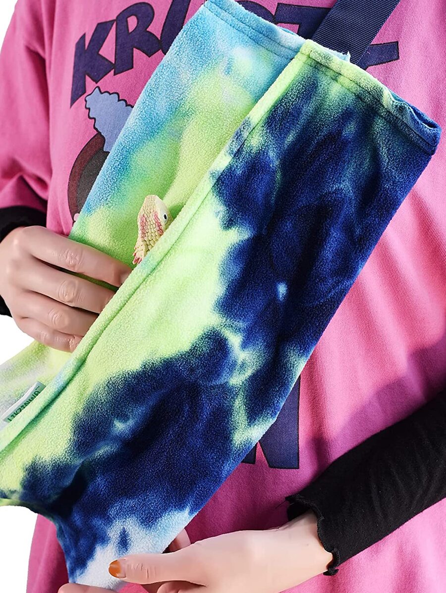 1pc Tie Dye Lizard Carrier Bag,Adjustable Bearded Dragon Carrier, Small Pets Crossbody Carrier Bag For Lizard, Portable Lizard Bag - Blue - View 1