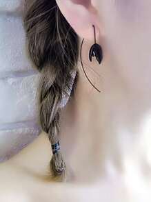 Bông tai trang trí hoa - màu đen - Xem 1