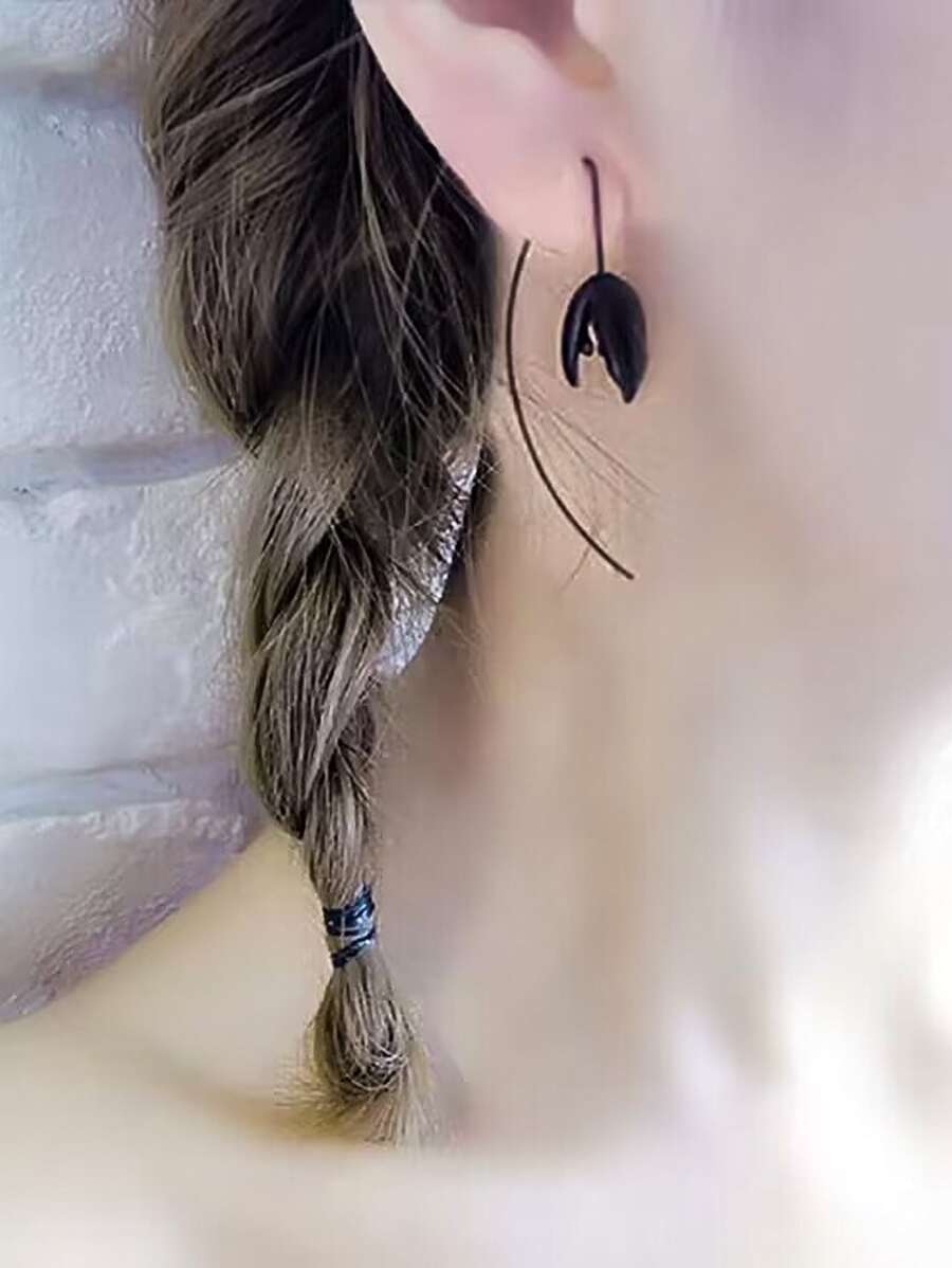 Bông tai trang trí hoa - màu đen - Xem 1