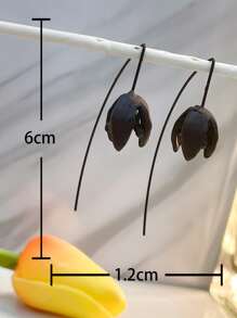 Bông tai trang trí hoa - màu đen - Xem 3