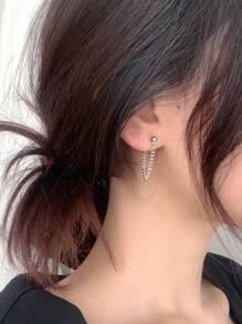 2pcs Chain Decor Earrings - Silver - View 2