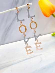 2pcs Letter Drop Earrings - Multicolor - View 1