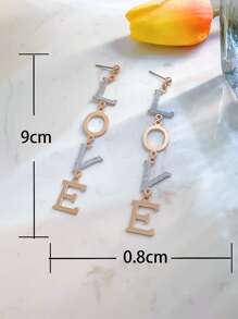 2pcs Letter Drop Earrings - Multicolor - View 3