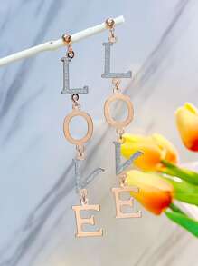 2pcs Letter Drop Earrings - Multicolor - View 4