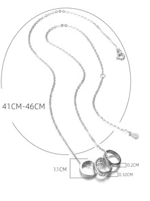 方晶鋯石裝飾銀項鍊 - 銀色 - 查看 5