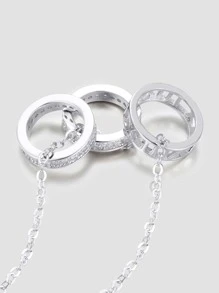 方晶鋯石裝飾銀項鍊 - 銀色 - 查看 6