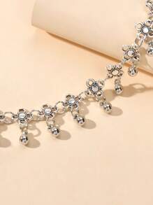 Bead Decor Anklet - Antique Silver - View 2
