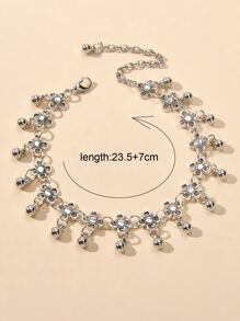 Bead Decor Anklet - Antique Silver - View 3