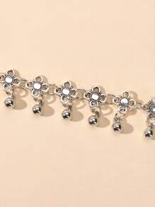 Bead Decor Anklet - Antique Silver - View 4