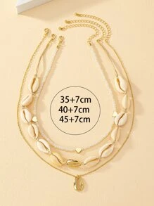 3入組貝殼裝飾項鍊 - 彩色 - 查看 4