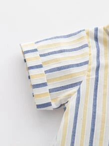 Đứa bé trai Sọc Nơ mặt trước Áo sơ mi Romper - Nhiều màu - Xem 4