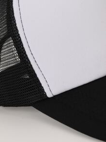 1 gorra camionero de bloque de color con perspectiva de malla nueva para mujer - Blanco y Negro - Ver 4