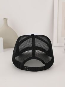 1 gorra camionero de bloque de color con perspectiva de malla nueva para mujer - Blanco y Negro - Ver 5