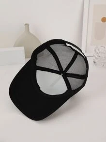 1 gorra camionero de bloque de color con perspectiva de malla nueva para mujer - Blanco y Negro - Ver 6