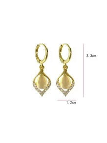Rhinestone Decor Earrings - Yellow Gold - View 3