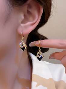 Rhinestone Decor Drop Earrings - Multicolor - View 1