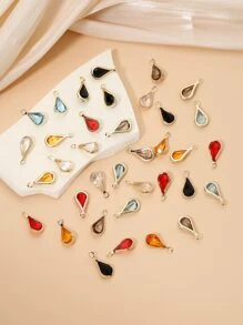 36 chiếc mặt dây chuyền hình giọt nước nhiều màu ngẫu nhiên, phụ kiện bằng đồng (Màu sắc được gửi ngẫu nhiên) - Xem 1