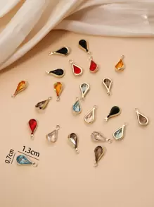 36 chiếc mặt dây chuyền hình giọt nước nhiều màu ngẫu nhiên, phụ kiện bằng đồng (Màu sắc được gửi ngẫu nhiên) - Xem 3