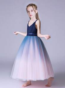 Váy công chúa xếp ly lấp lánh chuyển màu có dây đeo mảnh dành cho bé gái tuổi teen, hoàn hảo cho đám cưới, tiệc tối, biểu diễn, sinh nhật, v.v. - Nhiều màu - Xem 2