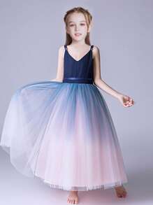 Váy công chúa xếp ly lấp lánh chuyển màu có dây đeo mảnh dành cho bé gái tuổi teen, hoàn hảo cho đám cưới, tiệc tối, biểu diễn, sinh nhật, v.v. - Nhiều màu - Xem 3