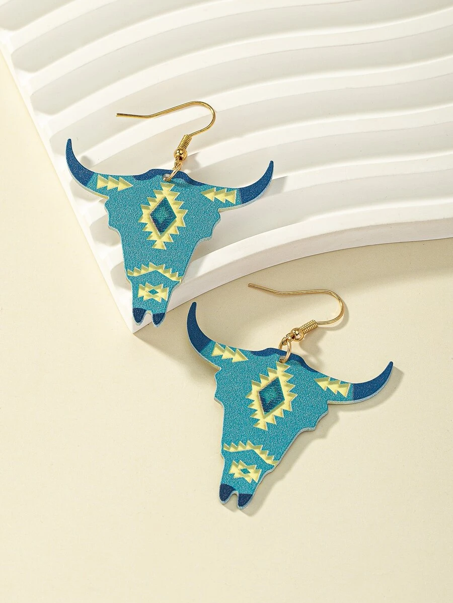 Cattle Head Drop Earrings - Multicolor - View 1