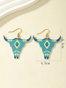 Cattle Head Drop Earrings - Multicolor - View 3