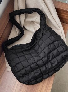 大碼流浪包絎縫圖案抽褶細節 - 黑色 - 查看 4